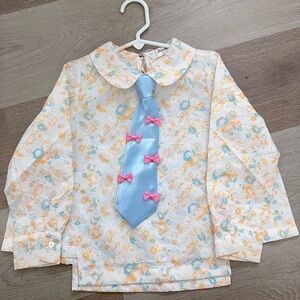 Long sleeves floral top with tie for girls